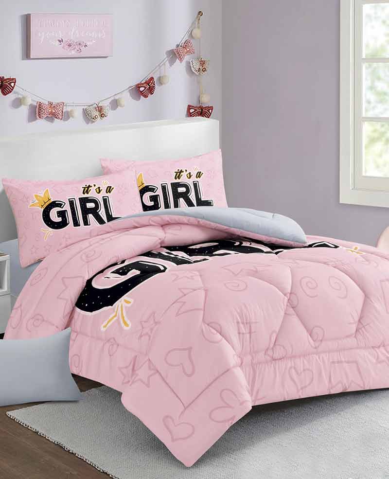 أغطية مفرش سرير اطفال ديجيتال باللون الزهري