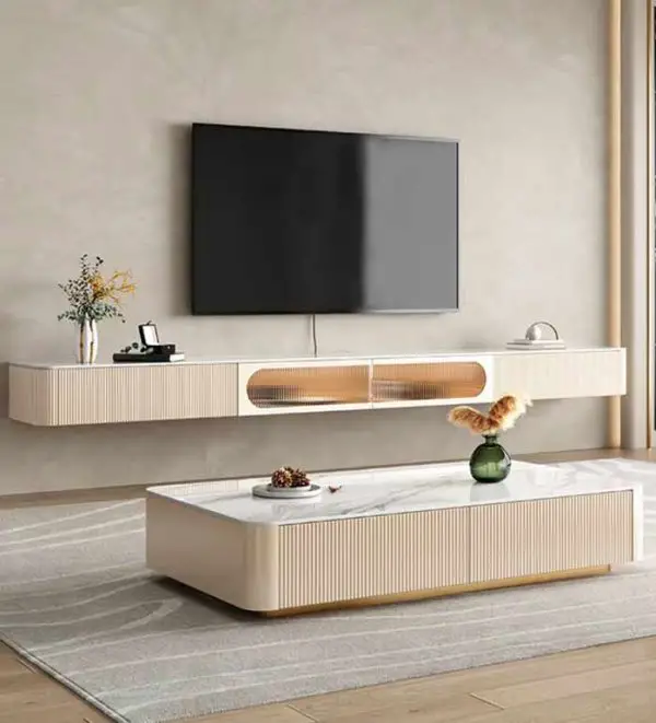 طقم طاولة تلفاز و طاولة قهوة بتصميم ايطالي من ks furniture